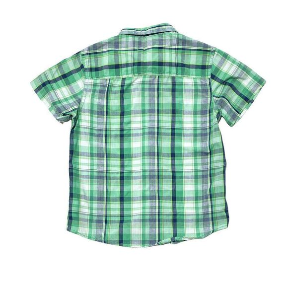 Monkey Bars Green Plaid Button Down Short Sleeve Shirt - Picture 2 of 2